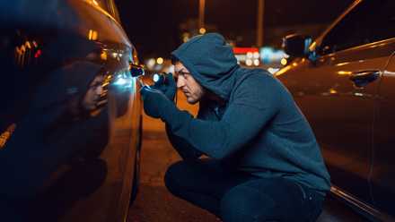 car thief at night