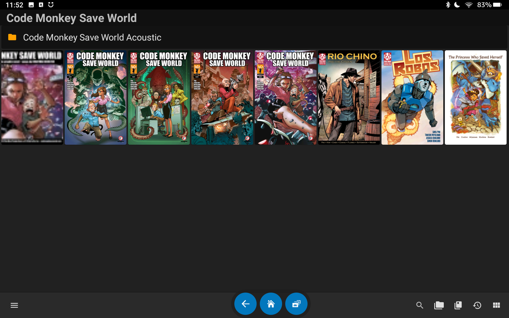 Several issues of a comic book called "Code Monkey Save World" appear in the library for CDisplayEx.