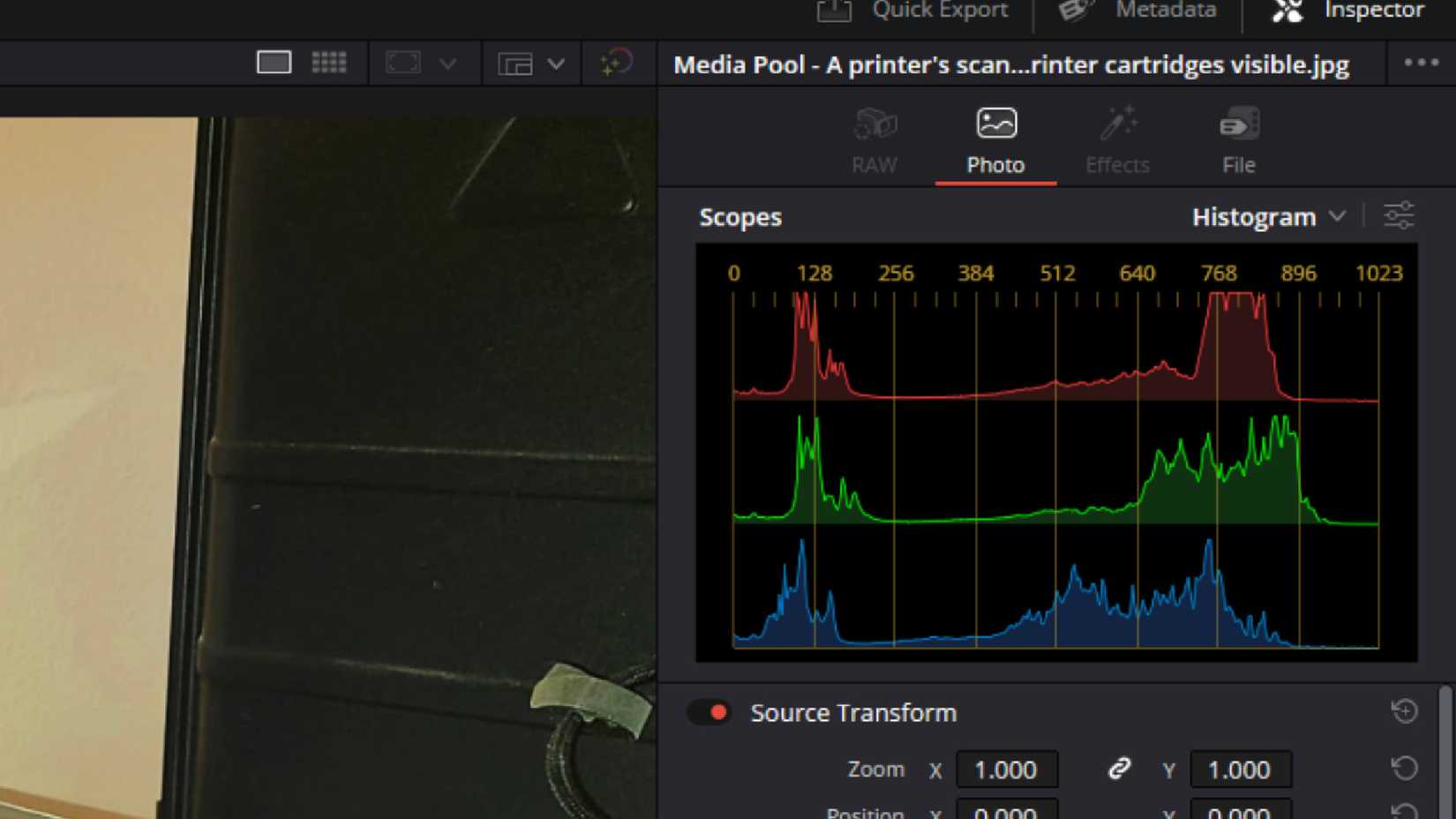 Chart adjustments in Davinci Resolve