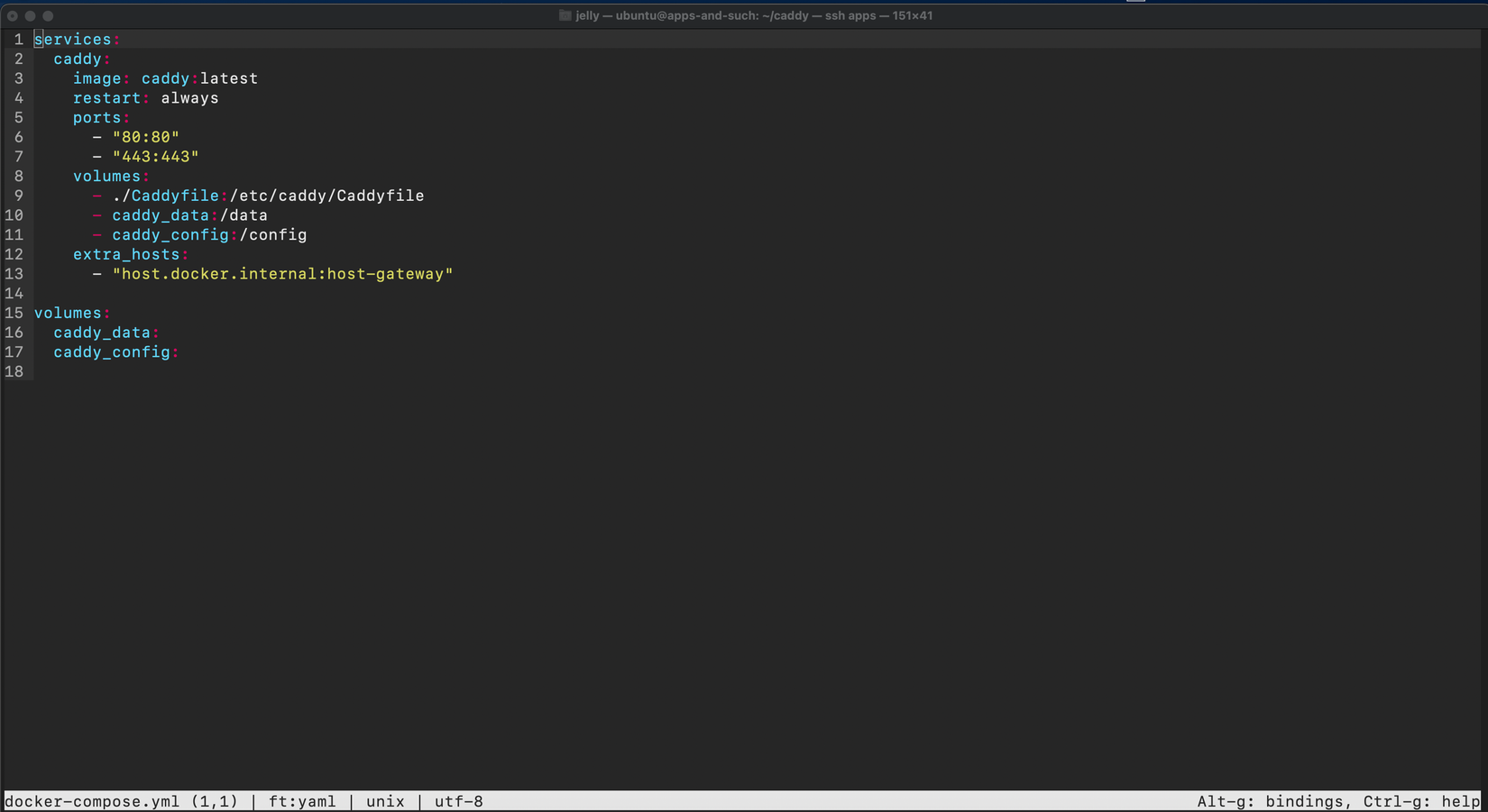 Docker compose file for Caddy.