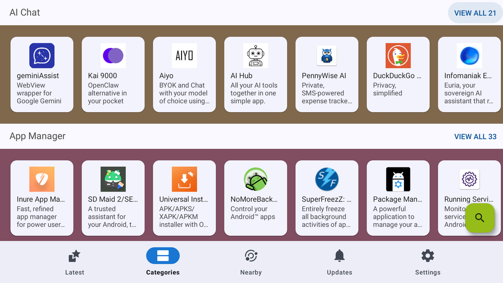 F-Droid running on a Fire TV Stick