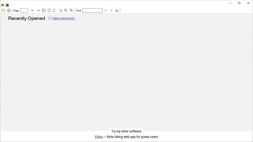 Sumatra PDF showing the recently opened documents. 