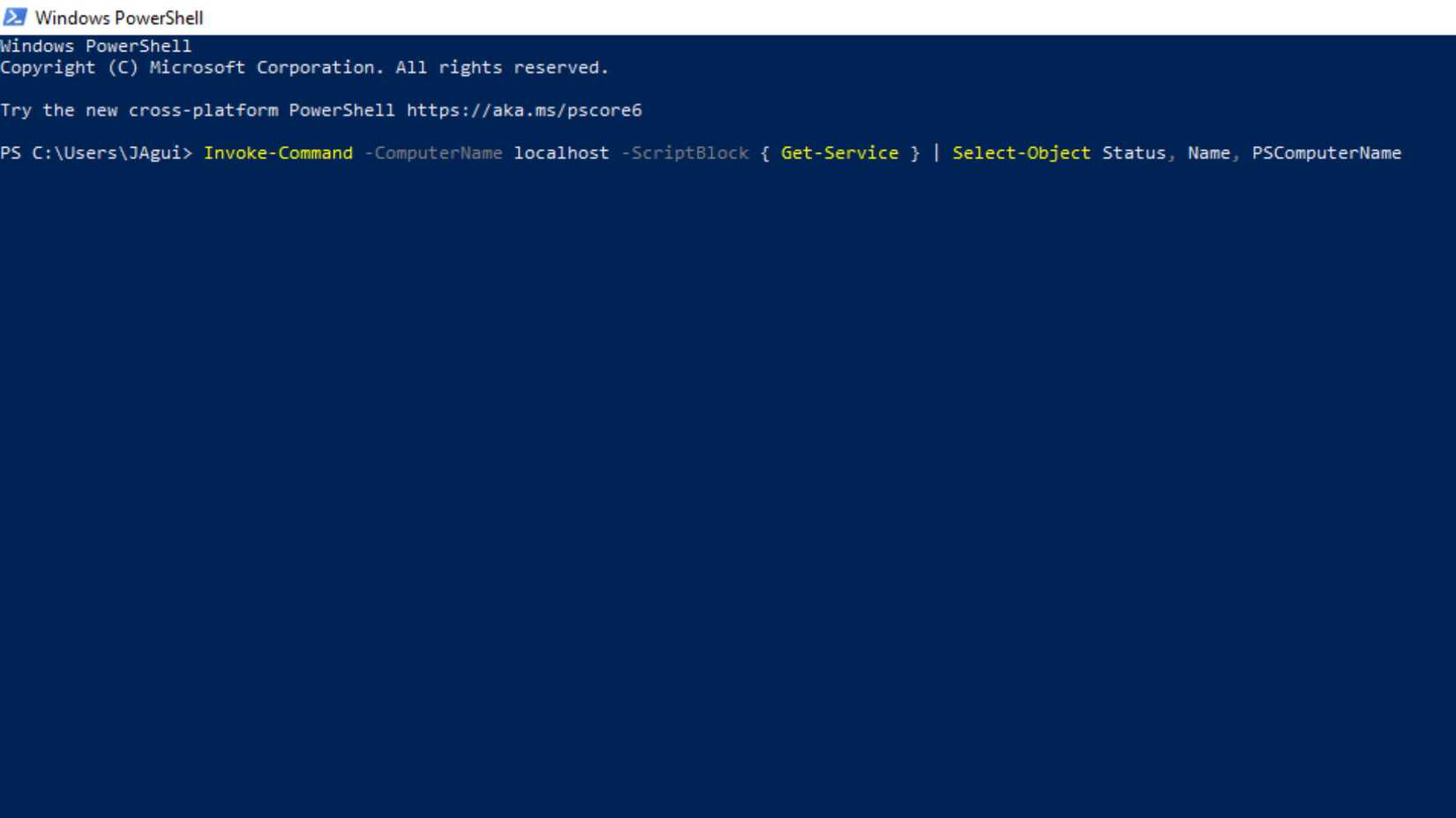 Get-Service Select-Object and Invoke-Command in Windows PowerShell