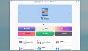 GNOME Software with a banner featuring the Warehouse app for Linux.