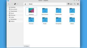 KDE Dolphin with the folders sidebar.