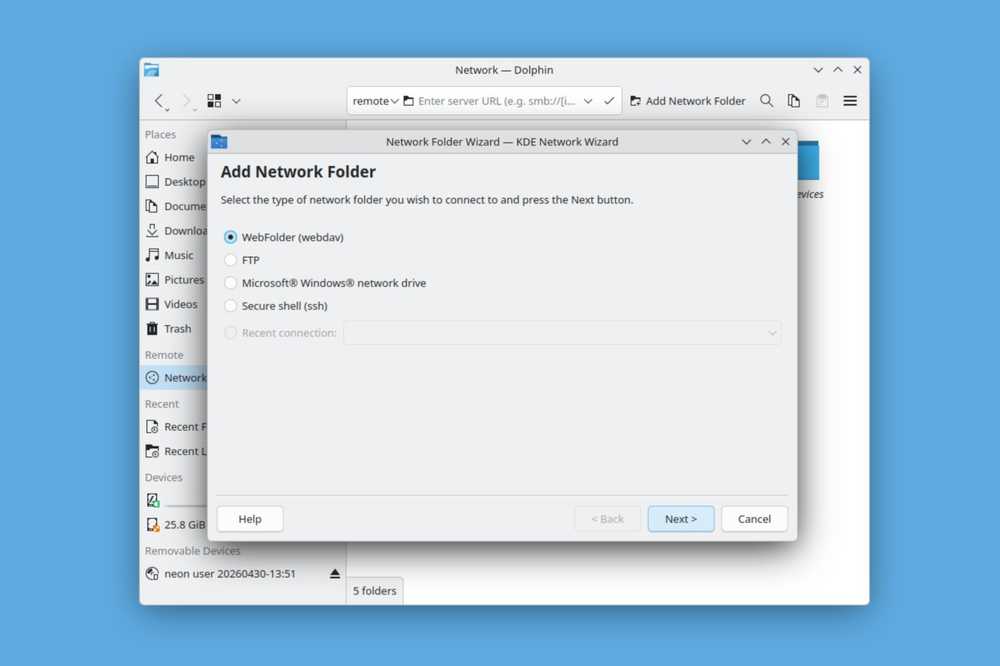 Dolphin's network share browser