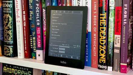 Kobo Aura HD on a book shelf