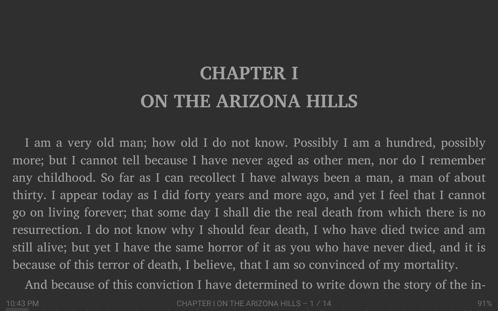 Reading a book in landscape mode on a Fire tablet.
