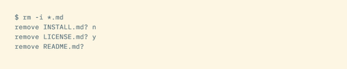 The rm -i flag prompts for confirmation before deleting each file