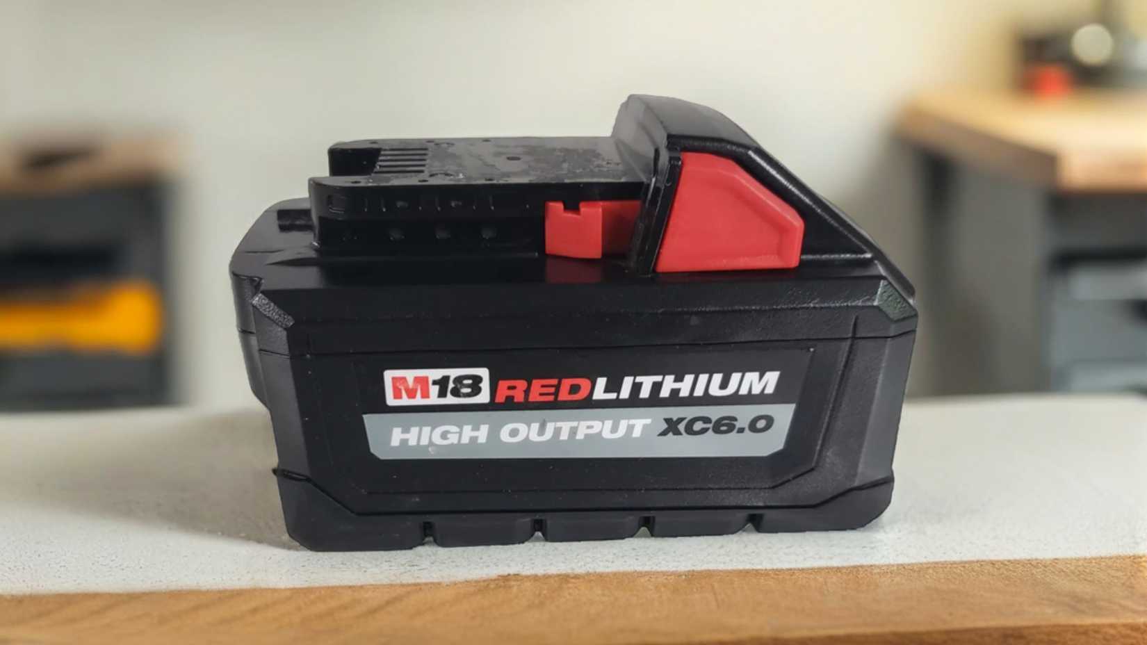 Milwaukeee HO battery in a garage