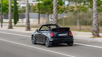 Rear 3/4 shot of a 2025 Mini Cooper JCW Convertible