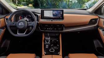Shot of the dasboard inside the cabin of a 2024 Nissan Rogue.