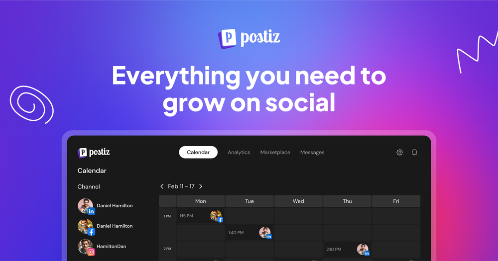 Postiz offers social media scheduling with a calendar view and multi-platform support