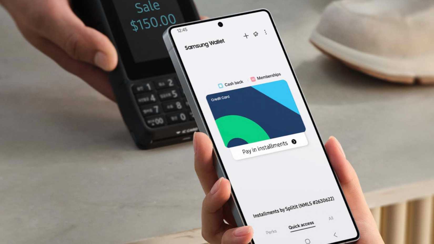 Samsung phone making a wallet payment