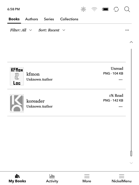KOReader running on a Kobo device