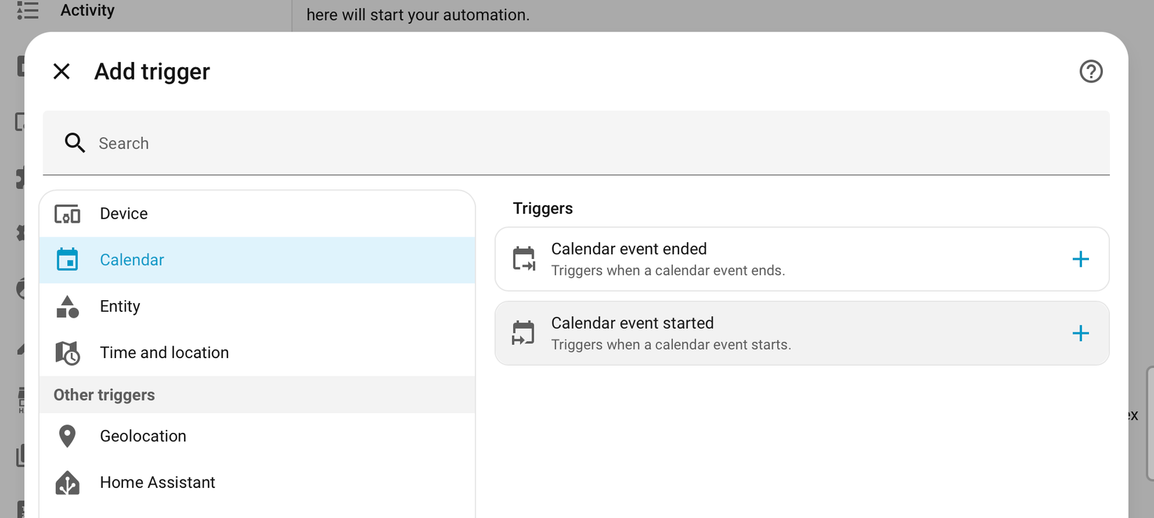 Calendar event triggers in Home Assistant.