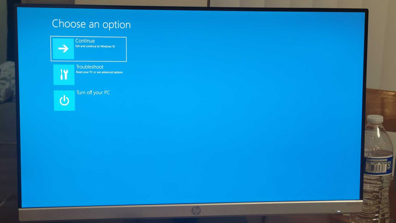 Showing boot options in a Windows PC