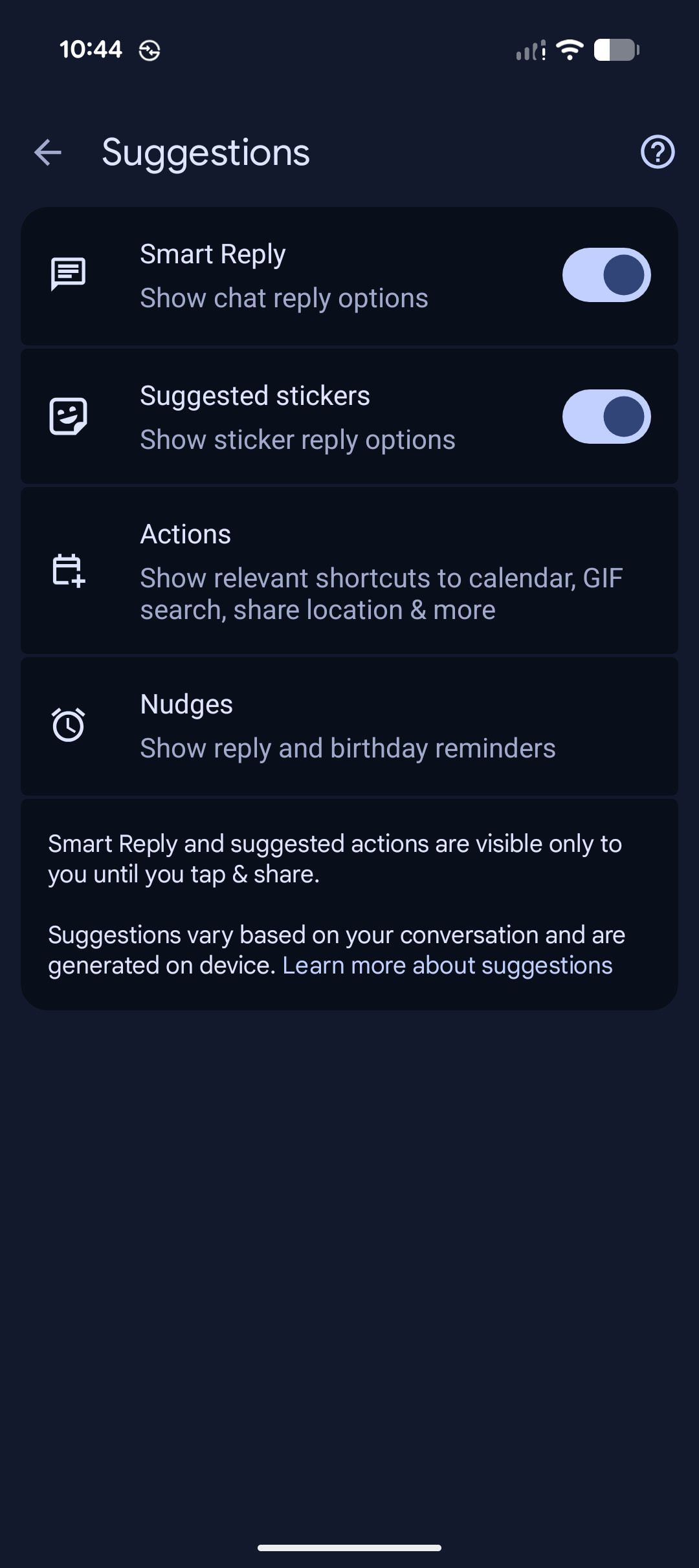 These are the Google Messages privacy settings I change on every ...