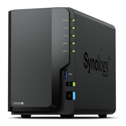 Synology DS225+ Network Attached Storage server.