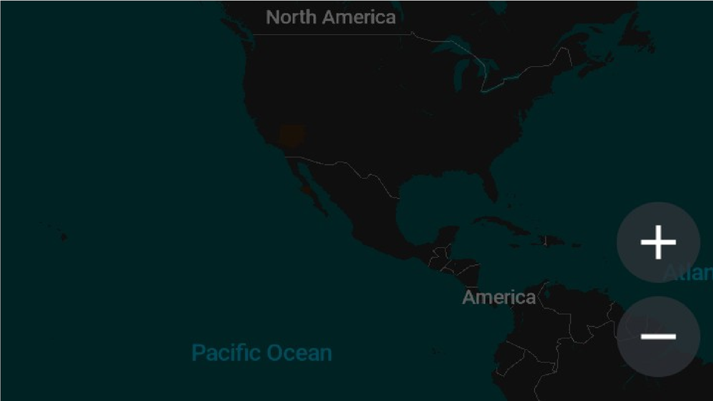 Organic Maps opening screen showing the Mercator projection