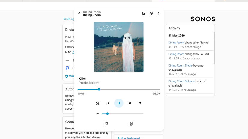 The Sonos integration in Home Assistant.