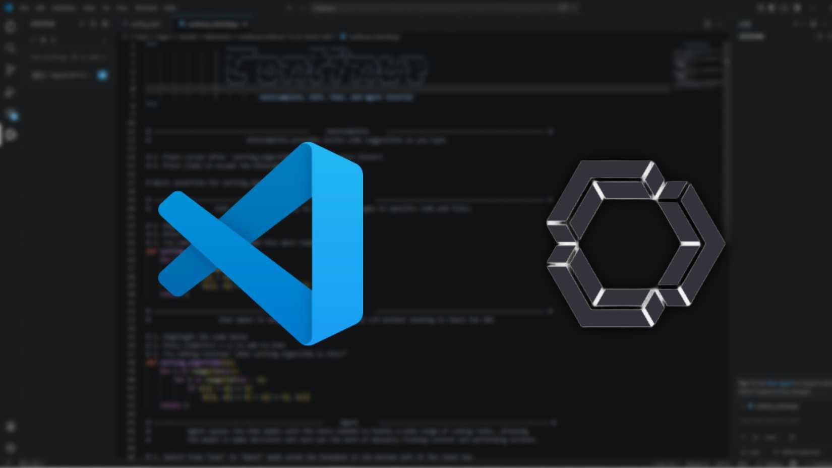 The VS Code and continue logo on VS code.