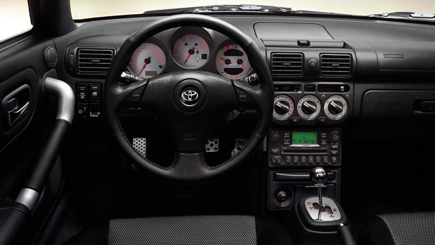 Shot of the dashboard inside a 2000 Toyota MR2.