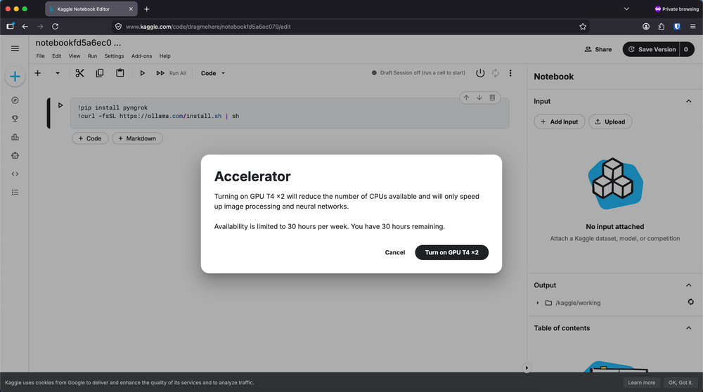 Enabling dual T4 GPU acceleration in Kaggle notebook settings
