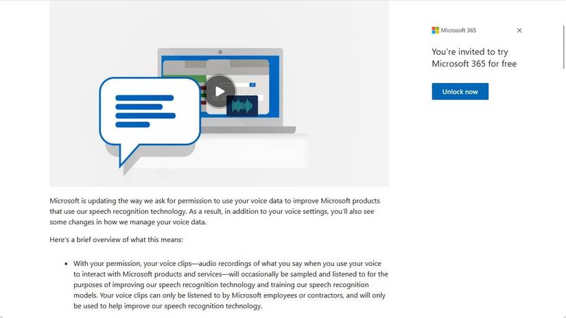 Microsoft's voice privacy settings. 