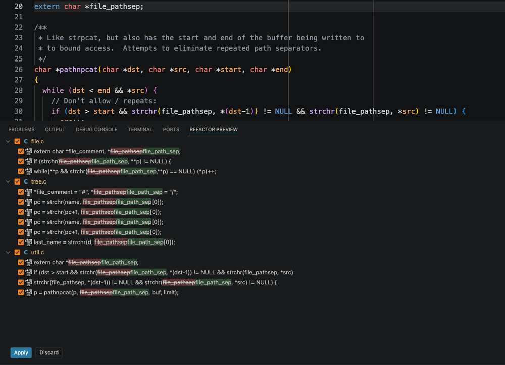VS Code's Rename Symbol feature understands your code structure, not just text patterns