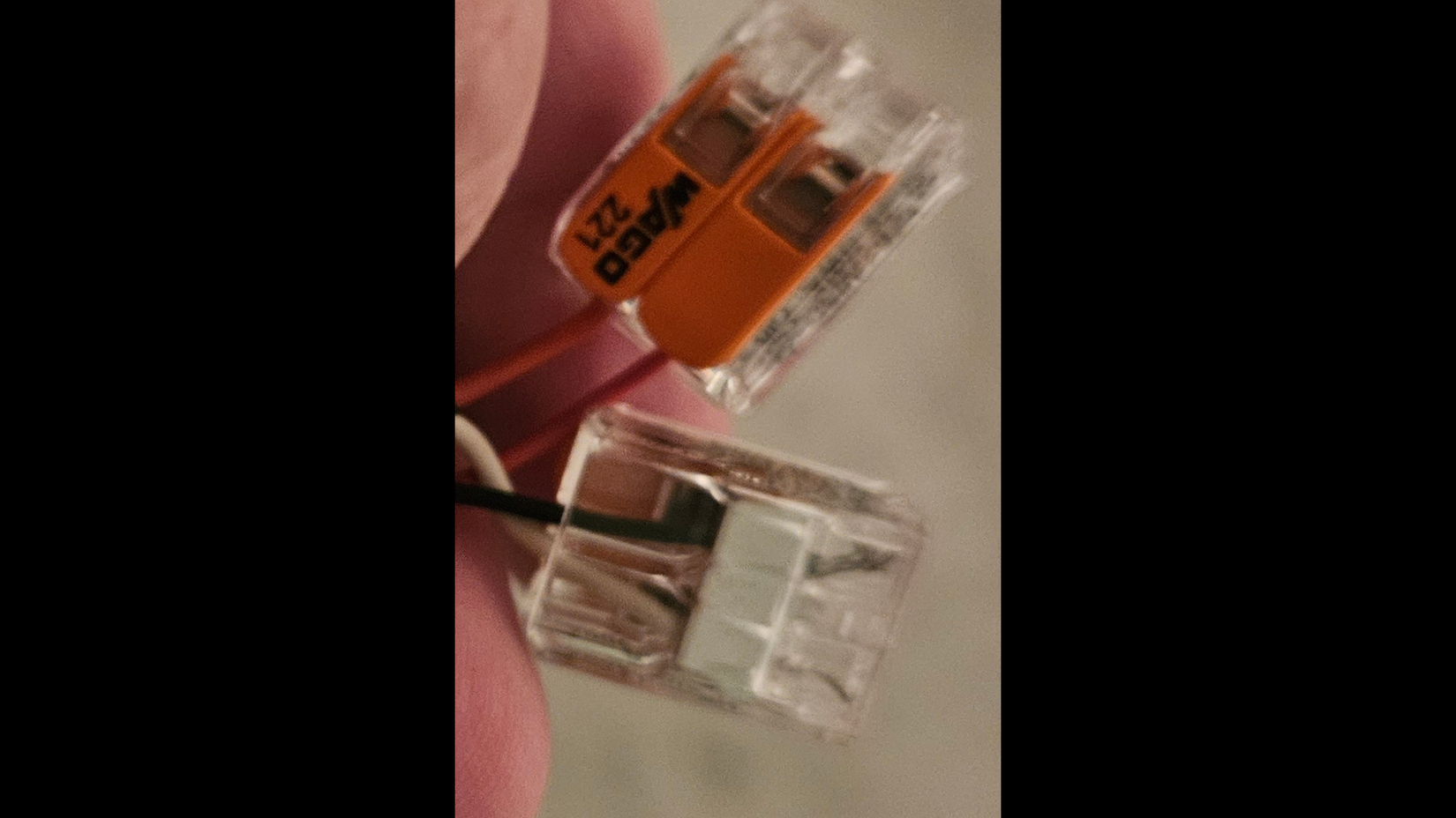 Wago 221 connectors hooked up to a power supply