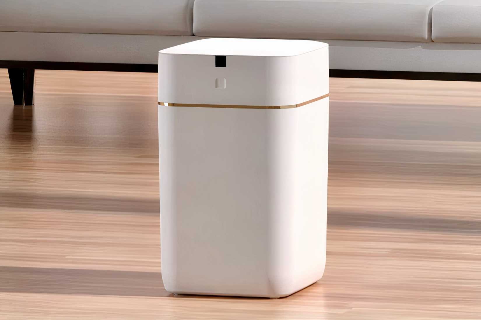 The Airdeer Automatic Trash Can in a living room