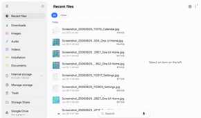 Screenshots in the Samsung My Files app on a Galaxy tablet.