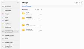 Folders in Samsung My Files on a Galaxy tablet.