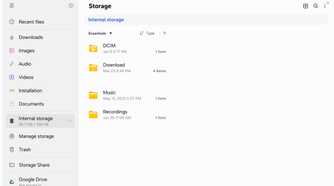 Folders in Samsung My Files on a Galaxy tablet.