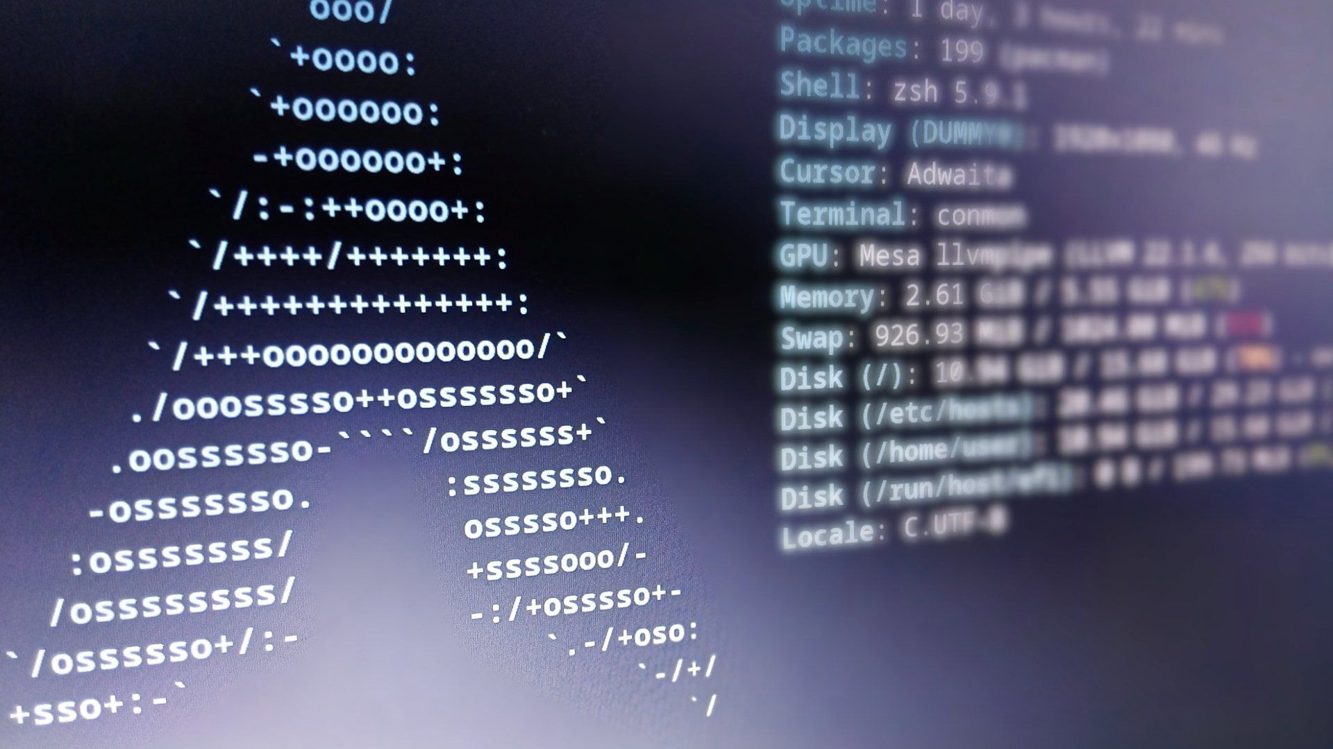A close-up of a terminal displaying information for an Arch Linux system.-1
