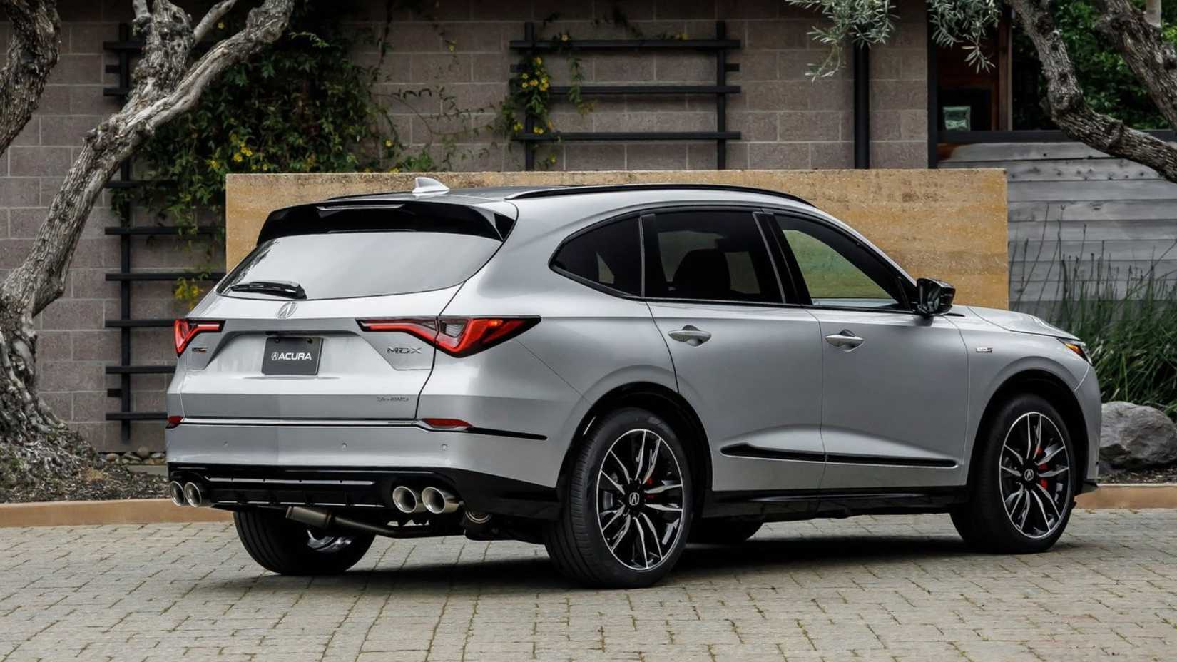 Static Rear 3/4 Silver 2022 Acura MDX Type S.