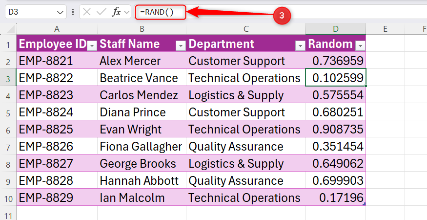 How to generate random numbers, shuffle lists, and create test data in Excel