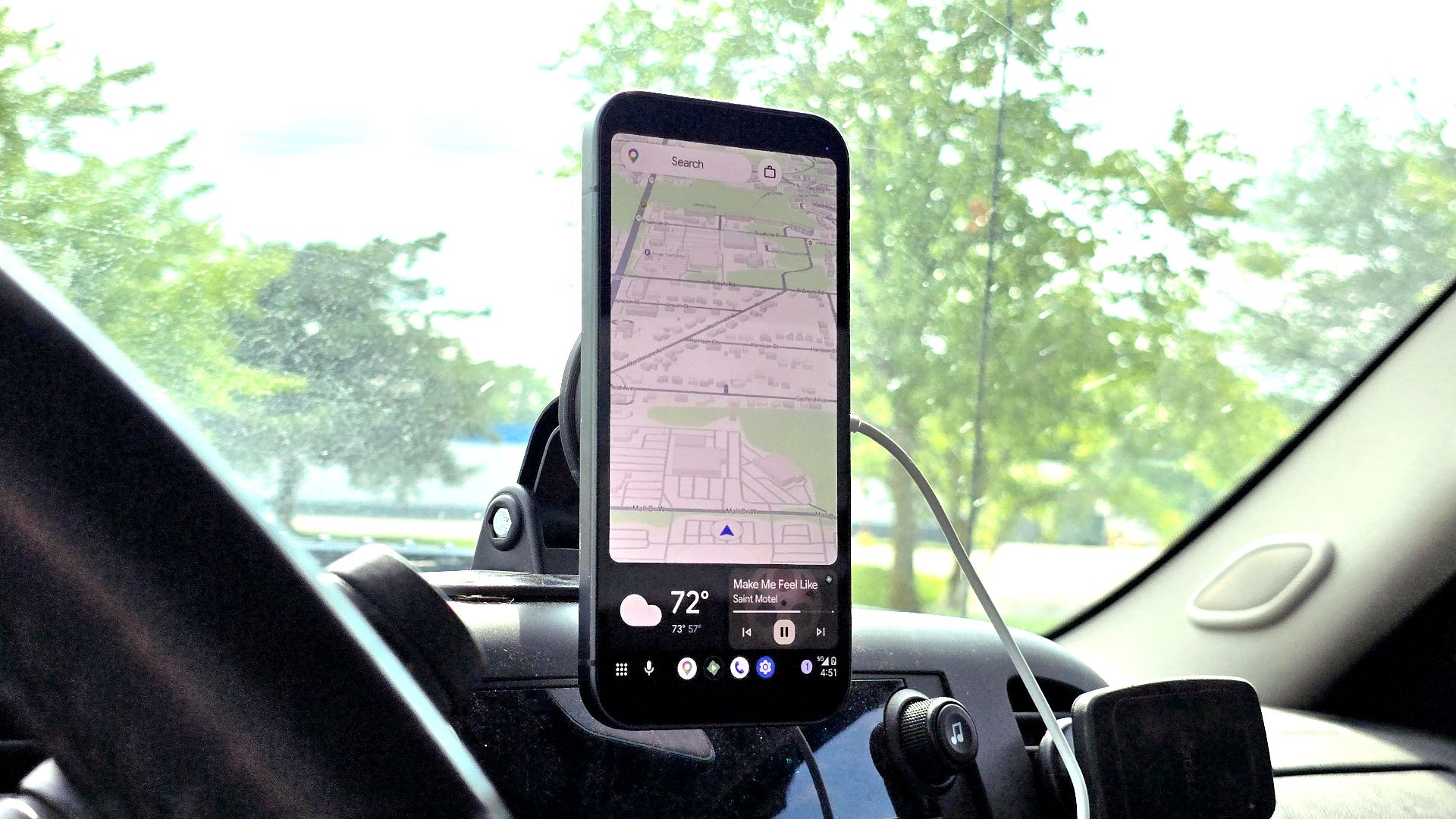 Android Auto on phone screen.