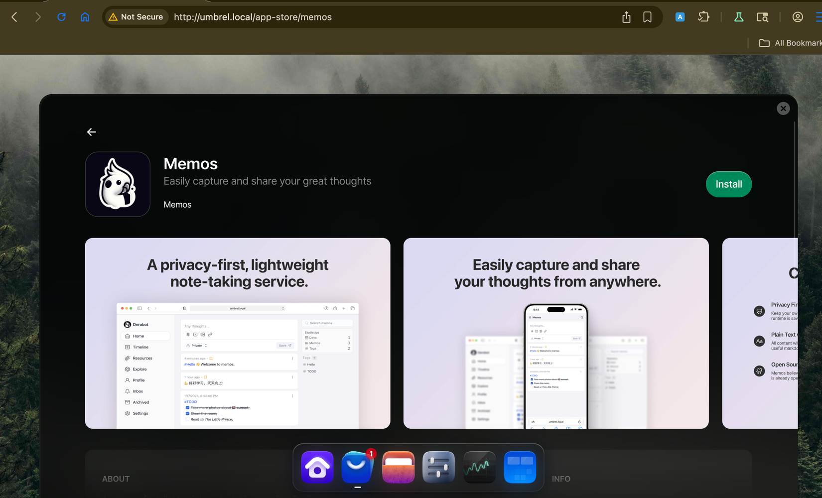 App store inside umbrelOS.