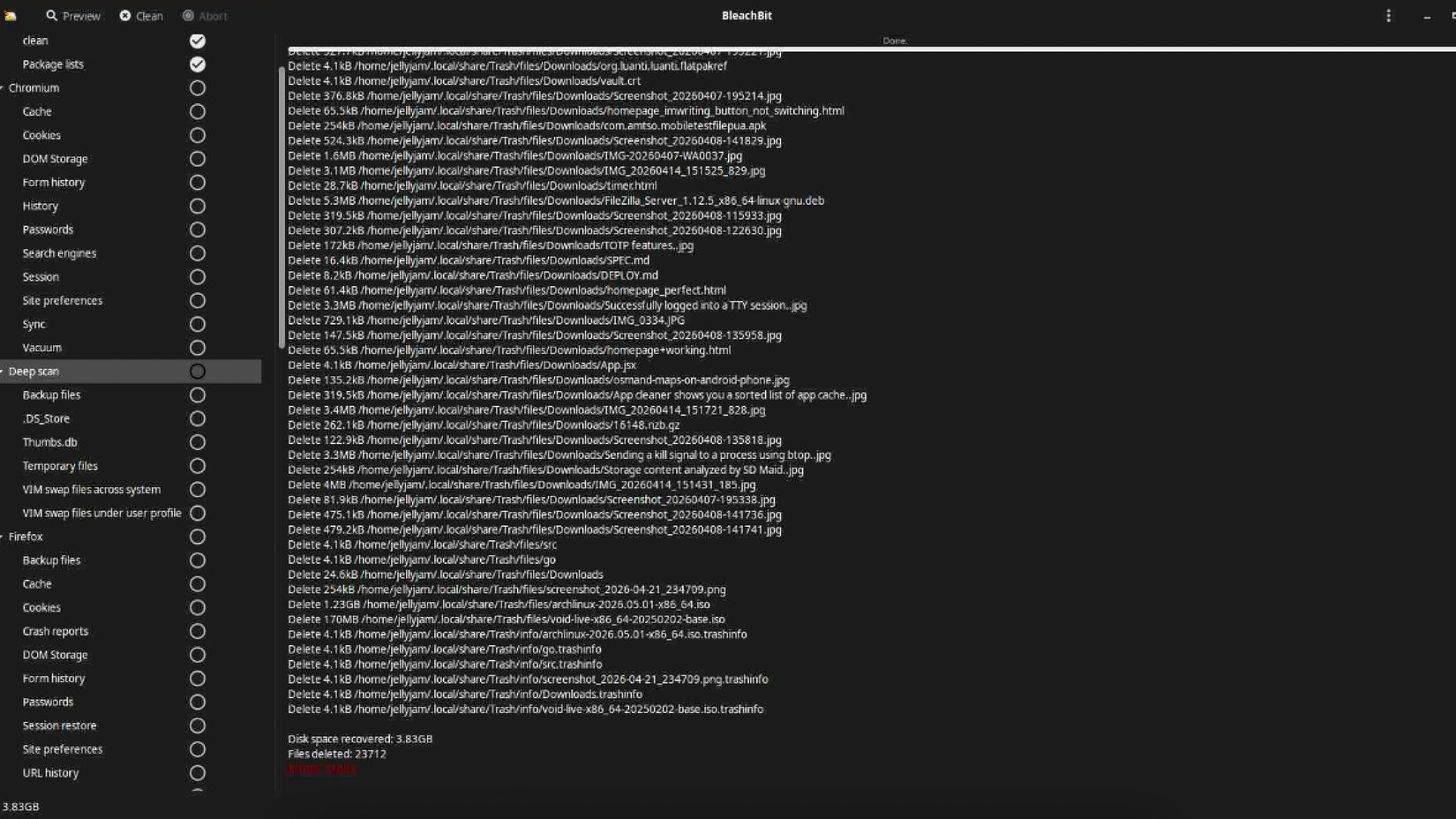 Bleachbit cleared some space.