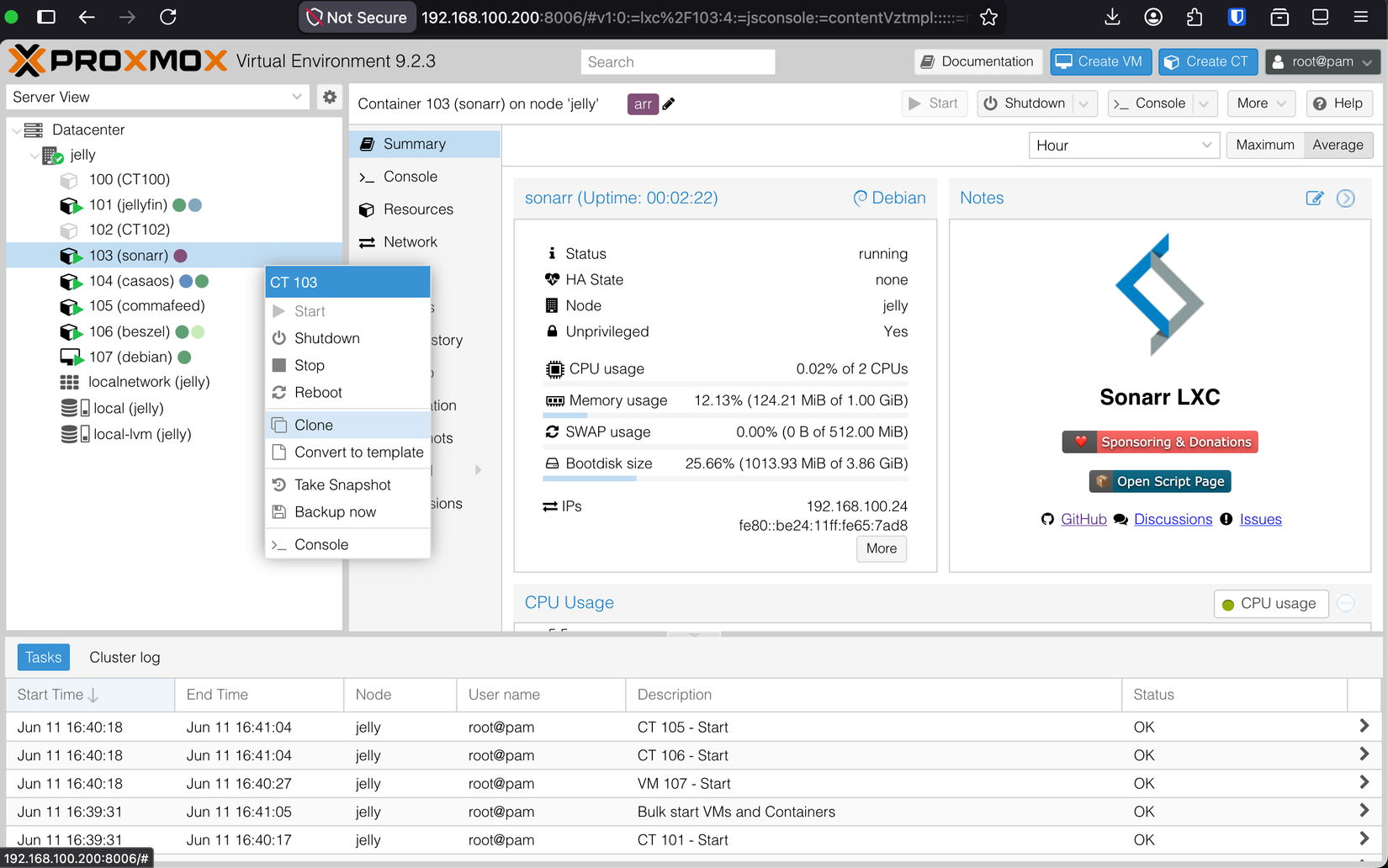 Cloning and cloning to a template using Proxmox.