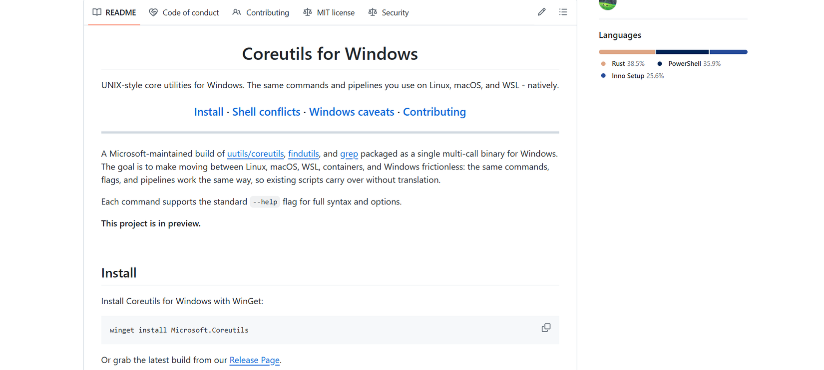 Coreutils for Windows Github page.