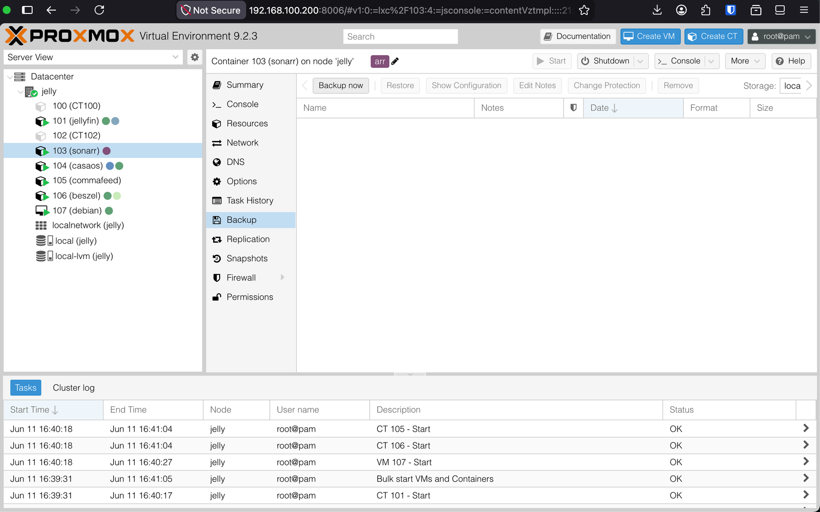Create backups of your containers and VMs with Proxmox.