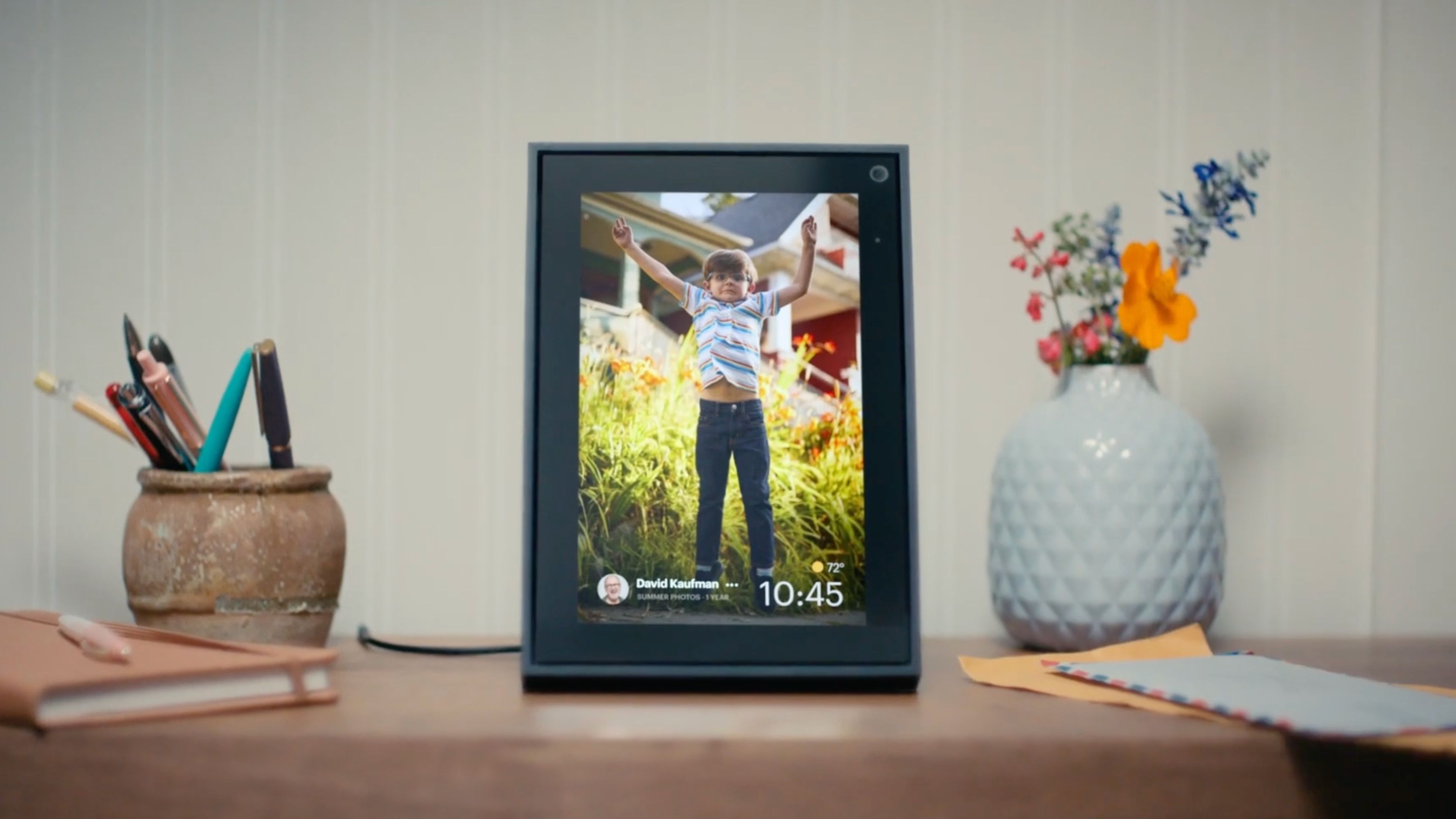 Facebook Portal in portait mode.