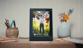 Facebook Portal in portait mode.