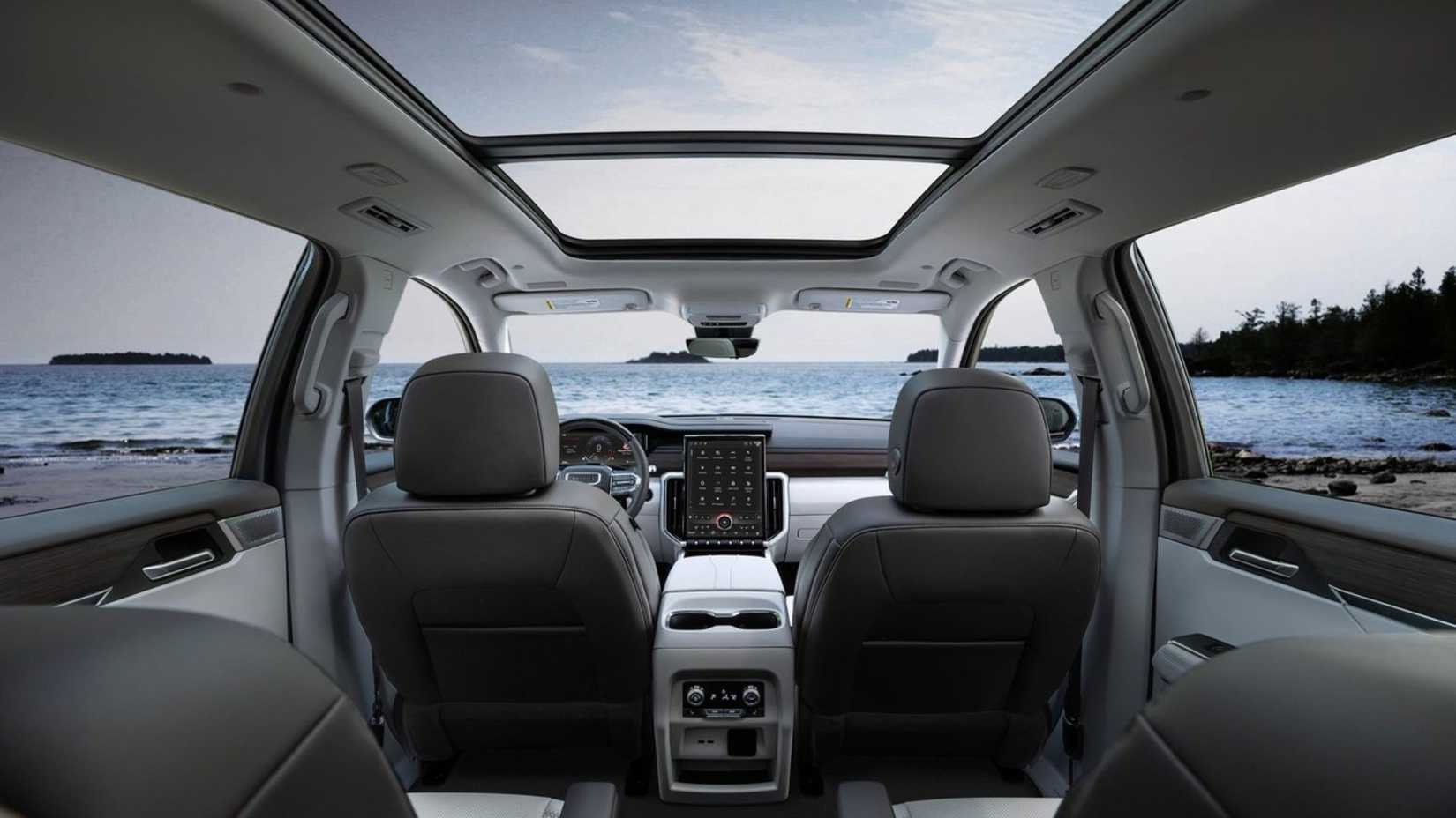 Shot inside the cabin of a 2024 GMC Acadia.