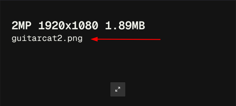 Image dimensions and an image name on Android saying 'guitarcat2' PNG.