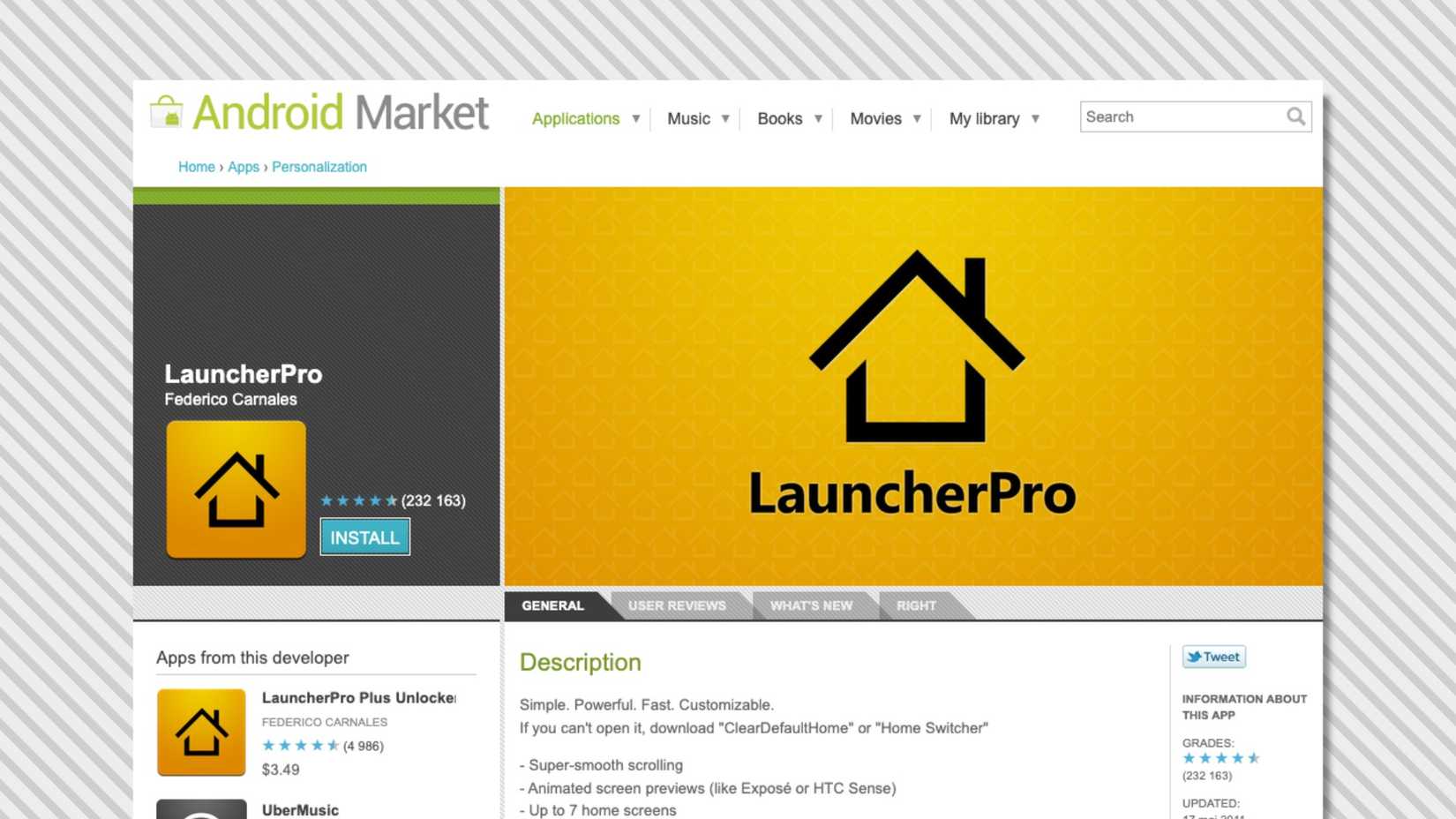 LauncherPro Android Market