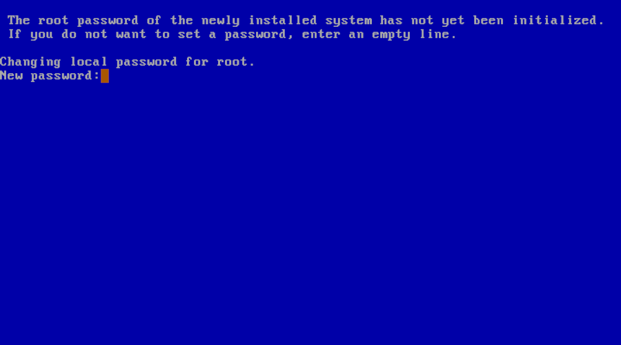 NetBSD installation programm root password setting screen.